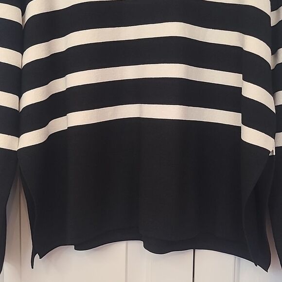 H&M Striped Mock Neck Sweater Black Cream Size M - Picture 5 of 12